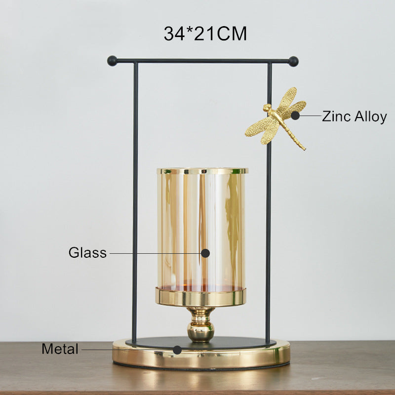 ANYDECO 34cm Candle Holder Flower Vase Tabletop Home Decor Modern Art Living Room Display House Decorative Crafts Ornaments with Metal Base