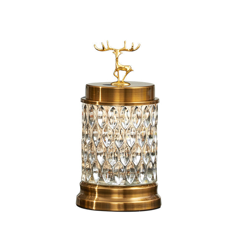 ANYHOUZ 24cm Glass Candy Jar Food Storage Tabletop Home Decor Modern Art Living Room Display with Lid