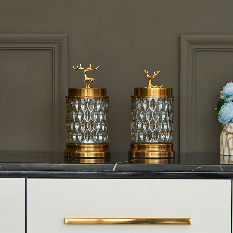 ANYHOUZ  23cm Glass Candy Jar Food Storage Tabletop Home Decor Modern Art Living Room Display with Lid