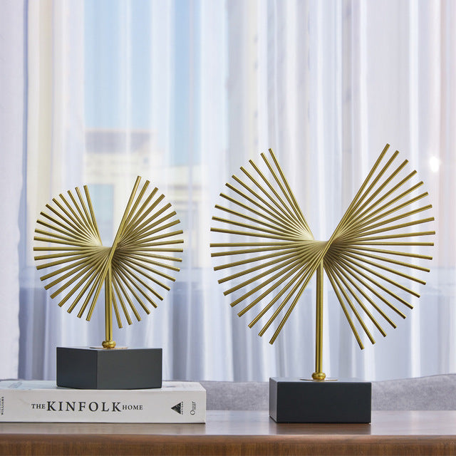 ANYHOUZ 27cm Luxury Gold Metal Tabletop Home Decor Modern Art Living Room Display House Decorative Crafts Metal Ornaments
