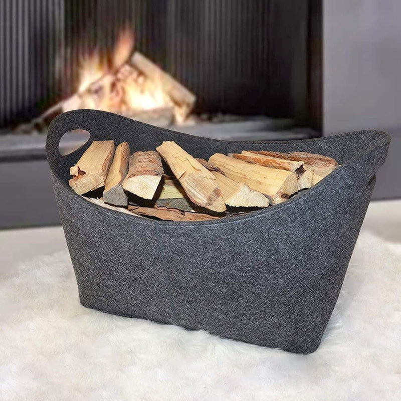 Anysort Storage Bag Gray Basket Fire Wood Fruit Vegetable Flower Plant Organizing Rack Container