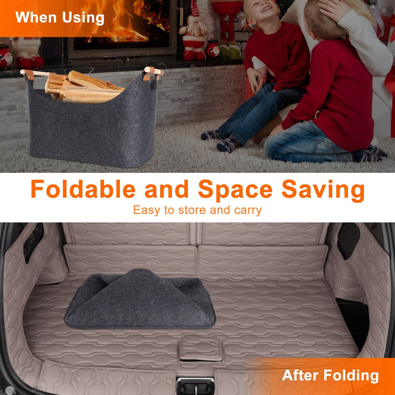 Anysort Storage Bag Gray Basket Fire Wood Fruit Vegetable Flower Plant Organizing Rack Container