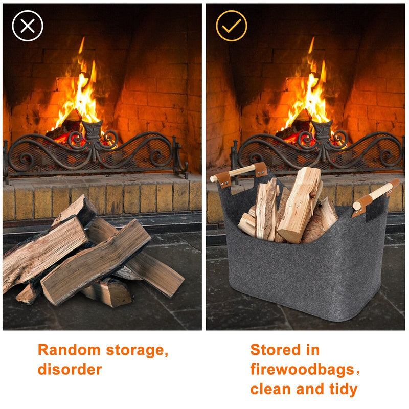 Anysort Storage Bag Gray Basket Fire Wood Fruit Vegetable Flower Plant Organizing Rack Container