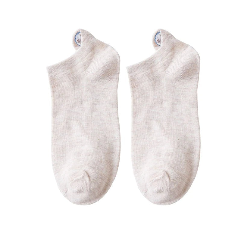 Anyfootwear 5 Pairs One Size 4-5 Beige Fashion Funny Unisex Stereoscopic Heel Embroidered Women Candy Color Cotton Short Cute Socks