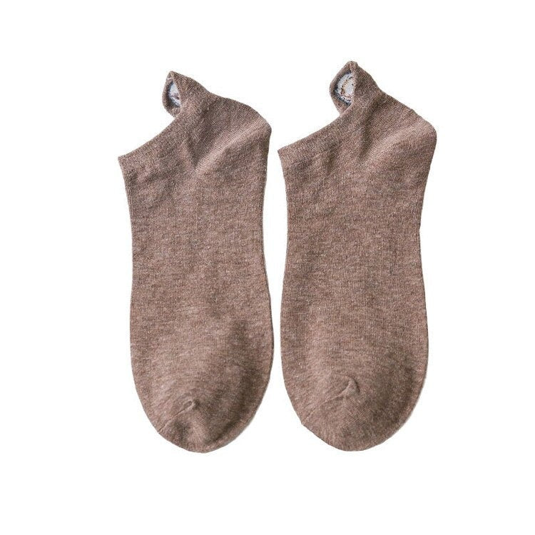 Anyfootwear 5 Pairs One Size 4-5 Coffee Fashion Funny Unisex Stereoscopic Heel Embroidered Women Candy Color Cotton Short Cute Socks