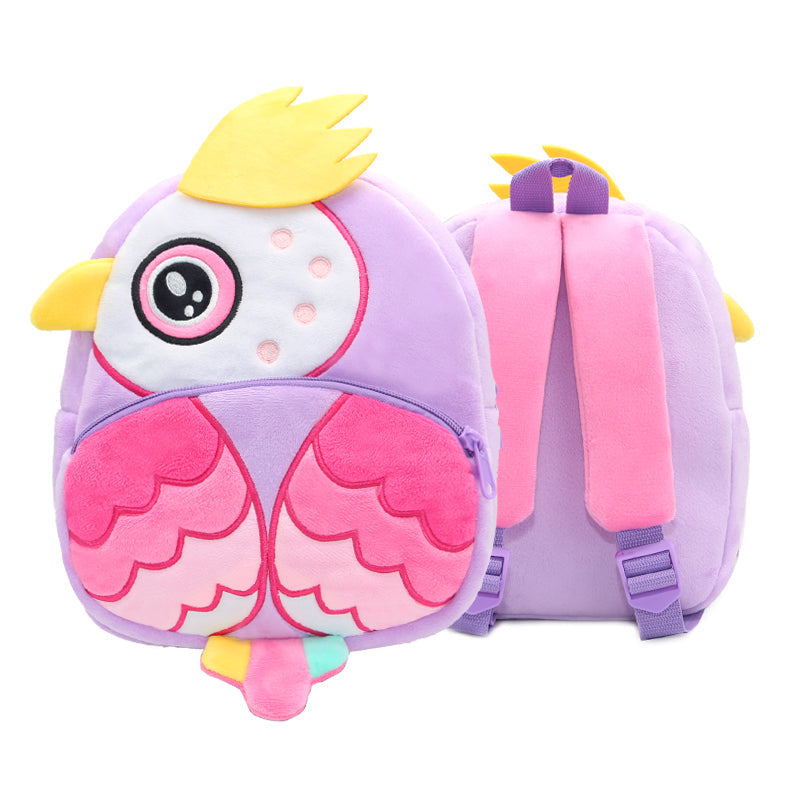 ANYKIDZ 3D Purple Owl Backpack Cute Animal With Cartoon Designs Children Toddler Plush Bag