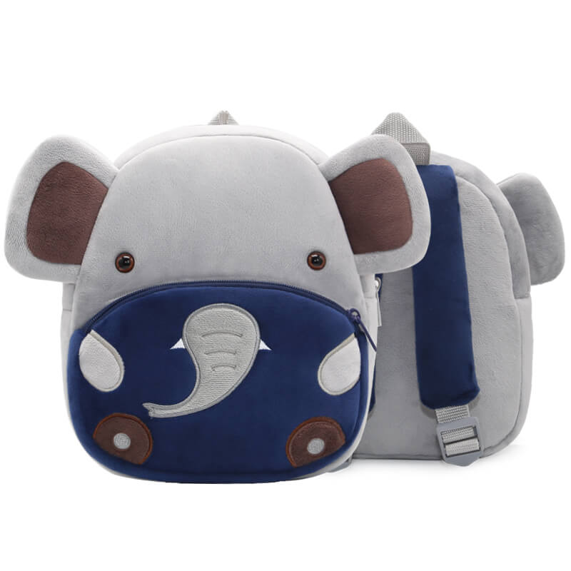 ANYKIDZ 3D Grey Elephant Kids School Backpack Cute Cartoon Animal Style Children Toddler Plush Bag Perfect Accessories For Boys and Girls