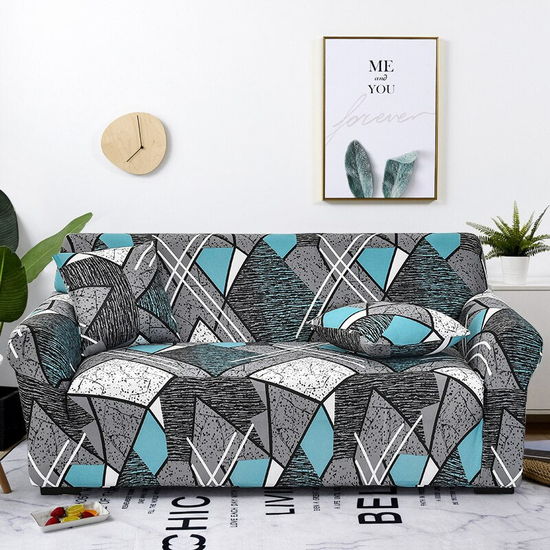 Anyseat 1 Seater Sofa Cover Dark Grey Geometric Style and Protection For Living Room Sofa Chair Elastic Stretchable Slipcover