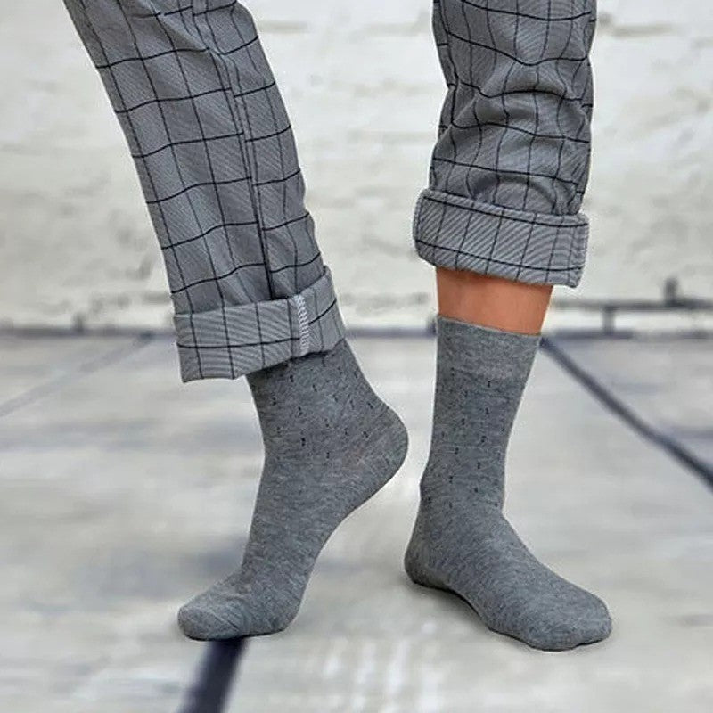 Anyfootwear 5 Pairs Size 6-10 Casual Business Socks High Quality Cotton Breathable Elastic Geometric Design For Men