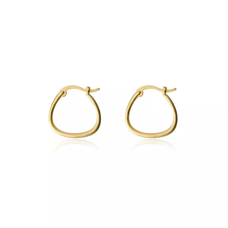 ANYCO Fashion Earrings Genuine Gold Minimalist Golden Line Geometric Stud Earrings Hoop Jewelry Gift for Women