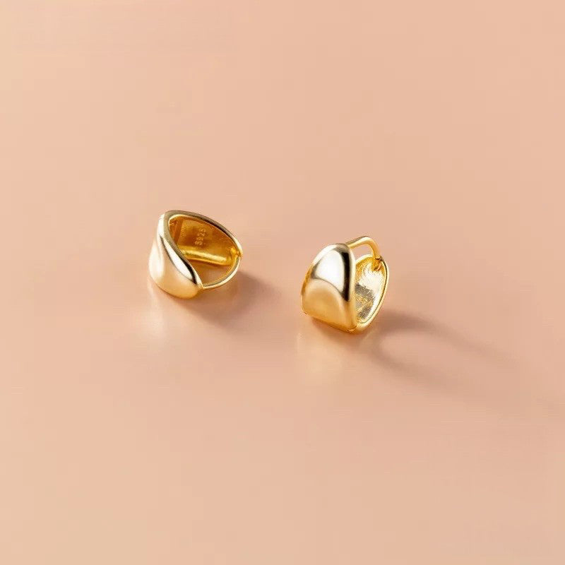 ANYCO Fashion Earrings Silver 925 Sterling Minimalist Punk Plated 18k Glossy Huggies for Women Men Jewelry