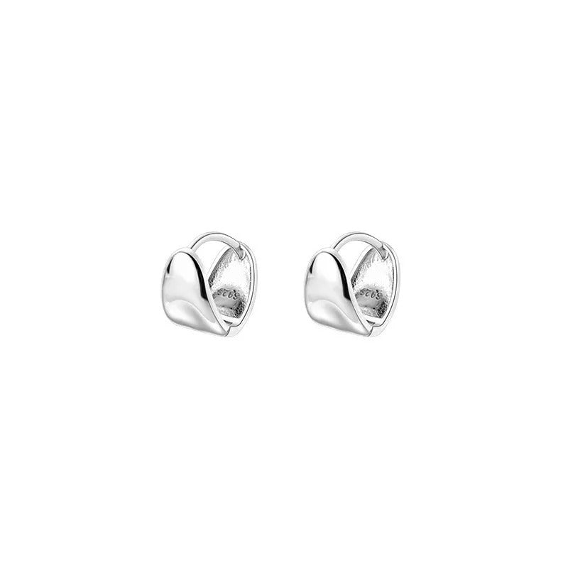 ANYCO Fashion Earrings Silver 925 Sterling Minimalist Punk Plated 18k Glossy Huggies for Women Men Jewelry