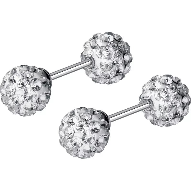 ANYCO Fashion Earrings 4MM 925 Sterling Silver Luxury Sparkling Zircon Ball Stud for Women Minimalist Bead Piercing Jewelry Accessories