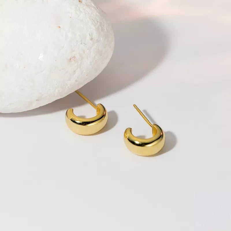 ANYCO Fashion Earrings Gold 925 Sterling Silver Minimalist Glossy Statement Stud for Women Trend Mens Party Jewelry Accessories