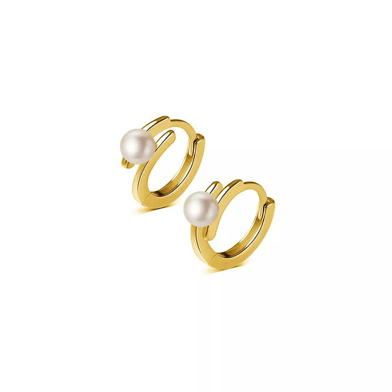 ANYCO Fashion Earrings Gold Trendy Statement Natural Pearl Circle Hoop for Women Huggies Pendiente Fine Piercing Jewelry