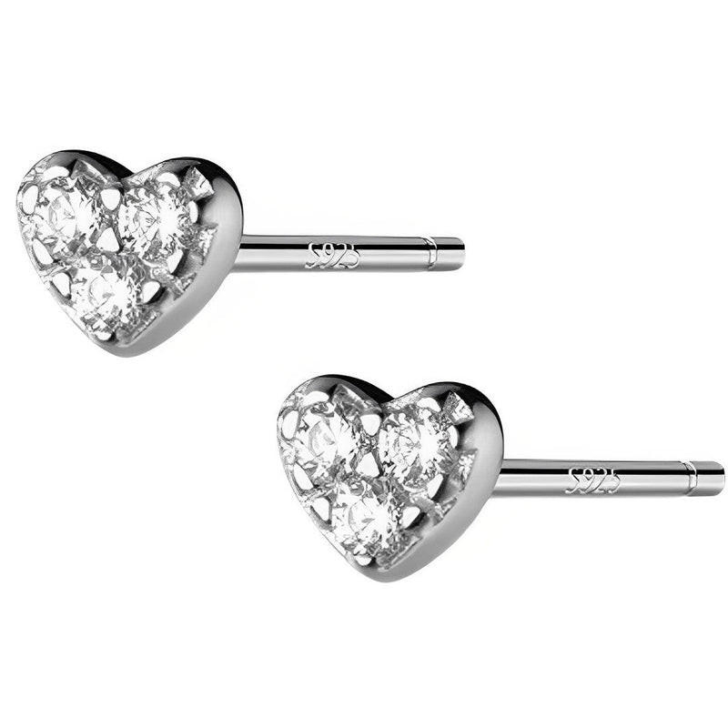ANYCO Fashion Earrings Silver 925 Sterling Romantic Love Heart Zircon Mini Small Stud Women Piercing Accessories