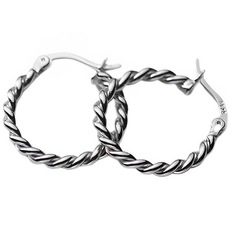 ANYCO Fashion Earrings Silver Twisted Circle for Women 925 Sterling Minimalist Punk Bohemian Huggies Jewelry Female