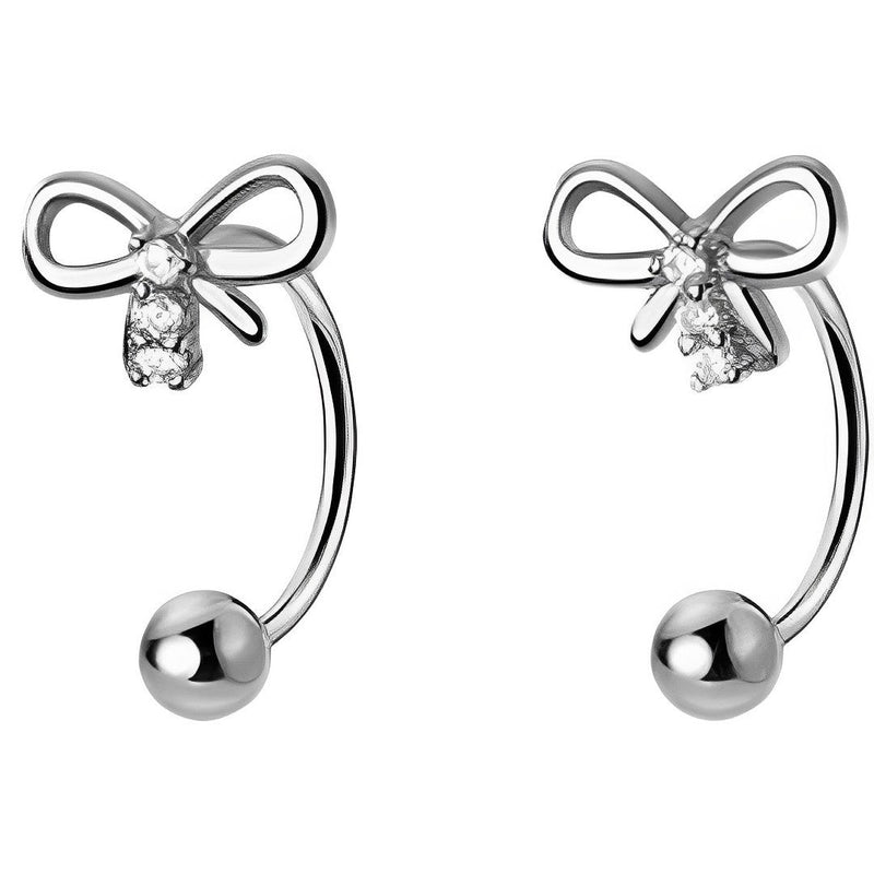 ANYCO Fashion Earrings Silver 925 Sterling Cute Romantic Bow Thread Beads Unique for Women Jewelry Gifts