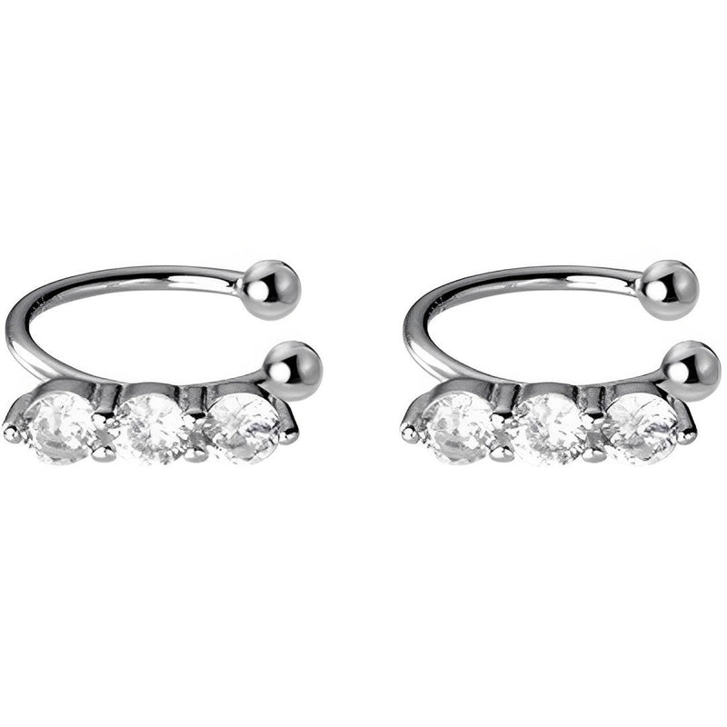 ANYCO Fashion Earrings Silver 925 Sterling Shiny Luxury Crystal Zircon Simple Ear Clip for Women Without Piercin Ear Cuff Jewelry