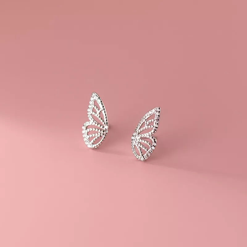 ANYCO  Fashion Earrings Silver 925 Sterling Romantic Butterfly Small Stud for Women Charm Jewelry Girl Gift