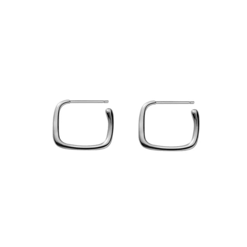 ANYCO Fashion Earrings Silver 925 Sterling Simple Geometric Square Stud for Women Jewelry