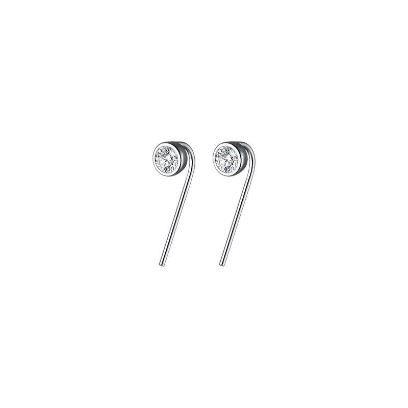 ANYCO Fashion Earrings Silver 925 Sterling Round Shiny Zircon Ear Hooks Minimalism Stud Jewelry Women Accessories