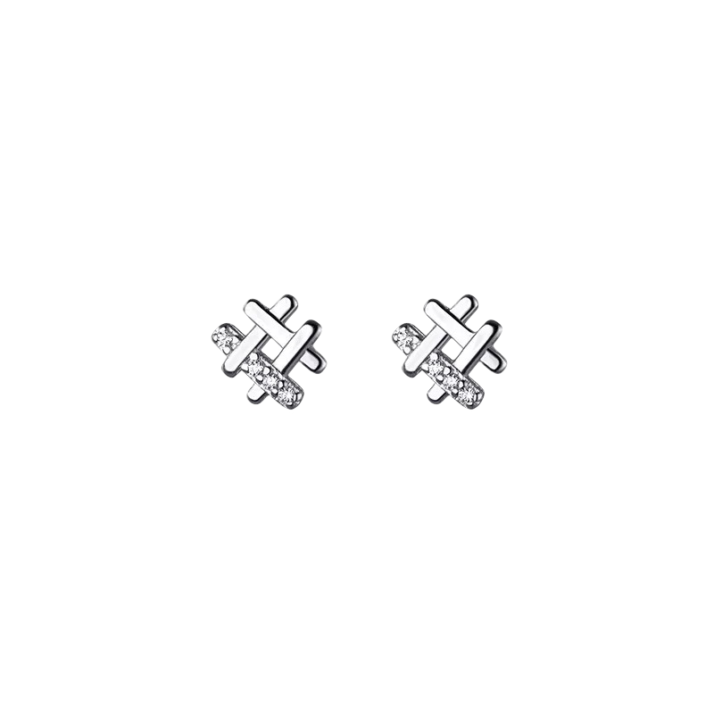 ANYCO Fashion Earrings Silver 925 Sterling Personality Geometric Pave Zircon Simple Small Stud for Women Jewelry
