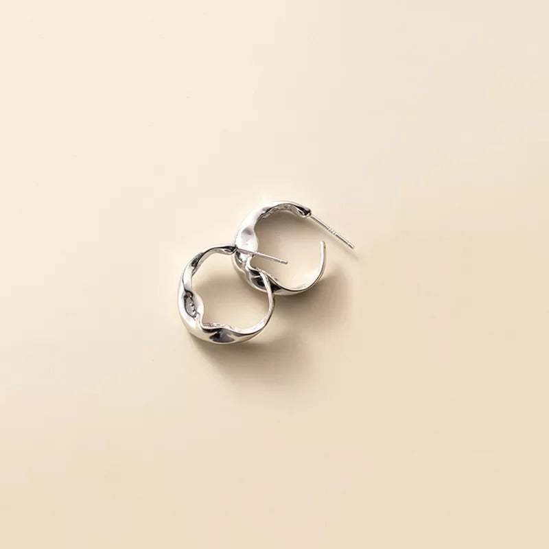 ANYCO Fashion Earrings Silver  925 Sterling Punk Bohemian Irregular Personality Wave Ear Hook for Women Earrings Jewelry