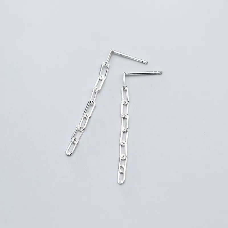 ANYCO Fashion Earrings Sterling Silver Cuban Link Chain Dangle Long Stud for Women Gothic Bohemian Jewelry Accessories