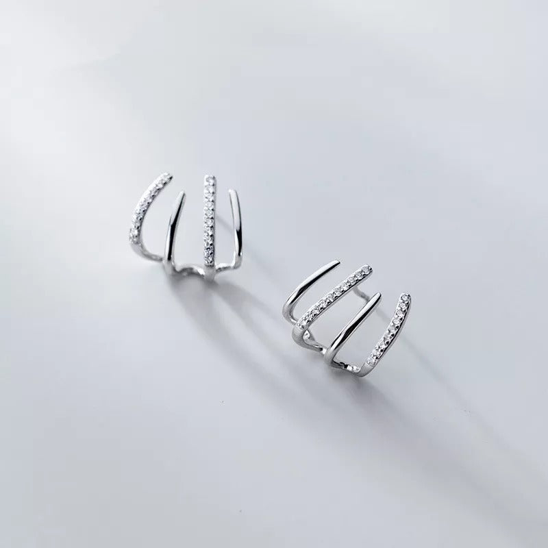 ANYCO Fashion Earrings Sterling Silver Luxury Creative Pave Zircon Claw Stud Party Jewelry Gift for Women