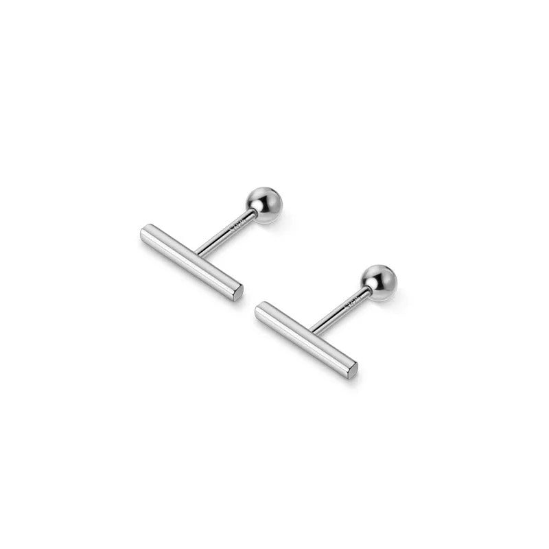 ANYCO Fashion Earrings Real Sterling Silver Minimalist Geometric Strip Bear Stud for Women Office Daily Jewelry Accessories