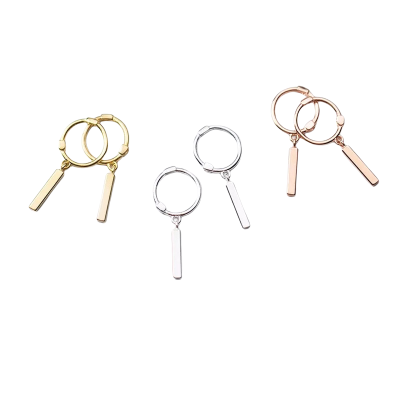 ANYCO Fashion Earrings Gold Bohemian Geometry Stick Tassel Stud Hip Hop Punk Party Jewelry Gift for Women