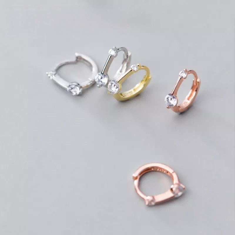 ANYCO Fashion Earrings Sterling Silver Minimalism Geometric Strips Zircon Mini Small Stud for Women Teen Unisex Jewelry Gifts