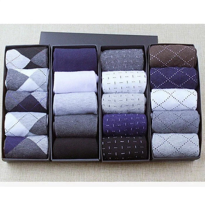Anyfootwear 5 Pairs Size 6-10 Casual Business Socks High Quality Cotton Breathable Elastic Line Design For Men