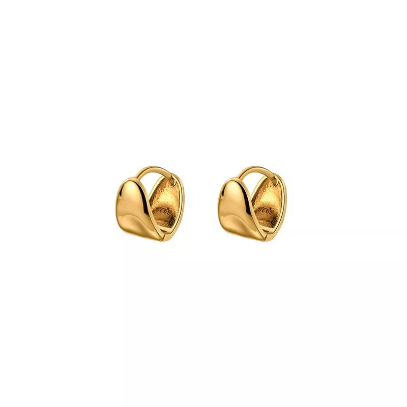 ANYCO Fashion Earrings Gold 925 Sterling Silver Minimalist Punk Plated 18k Glossy Huggies for Women Men Jewelry