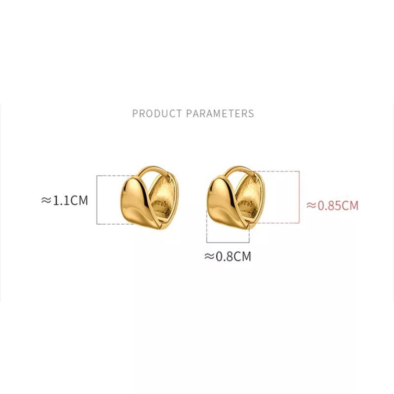 ANYCO Fashion Earrings Gold 925 Sterling Silver Minimalist Punk Plated 18k Glossy Huggies for Women Men Jewelry