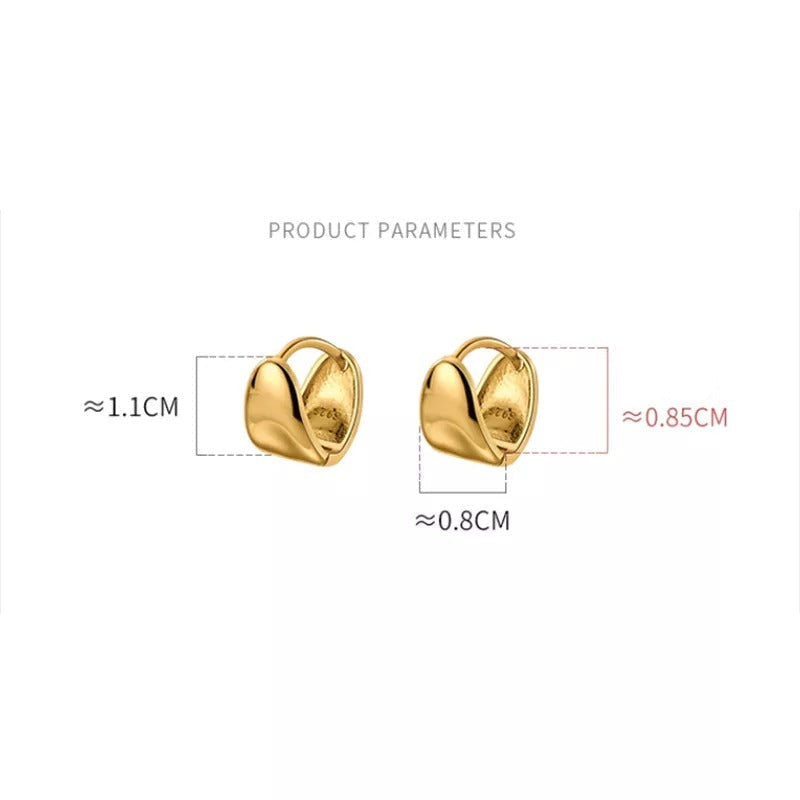 ANYCO Fashion Earrings Silver 925 Sterling Minimalist Punk Plated 18k Glossy Huggies for Women Men Jewelry