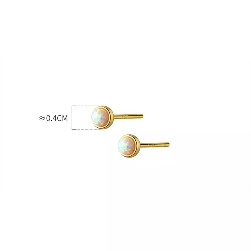 ANYCO Fashion Earrings Gold Sterling Cute Opal Zircon Chic Mini Small Stud Women Simple Ear Bone Piercing Jewelry
