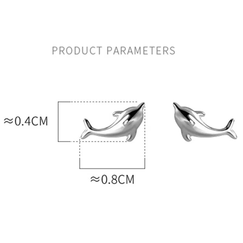 ANYCO Fashion Earrings 925 Sterling Silver Simple Glossy Gold Ocean Dolphin Stud for Women Cute Chic Party Piercing Jewelry