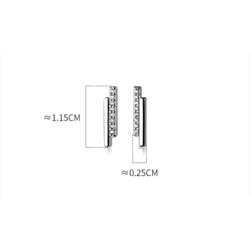 ANYCO Fashion Earrings Gold Strip Shiny Zircon Small Stud Simple Unique Elegant Party Jewelry for Women