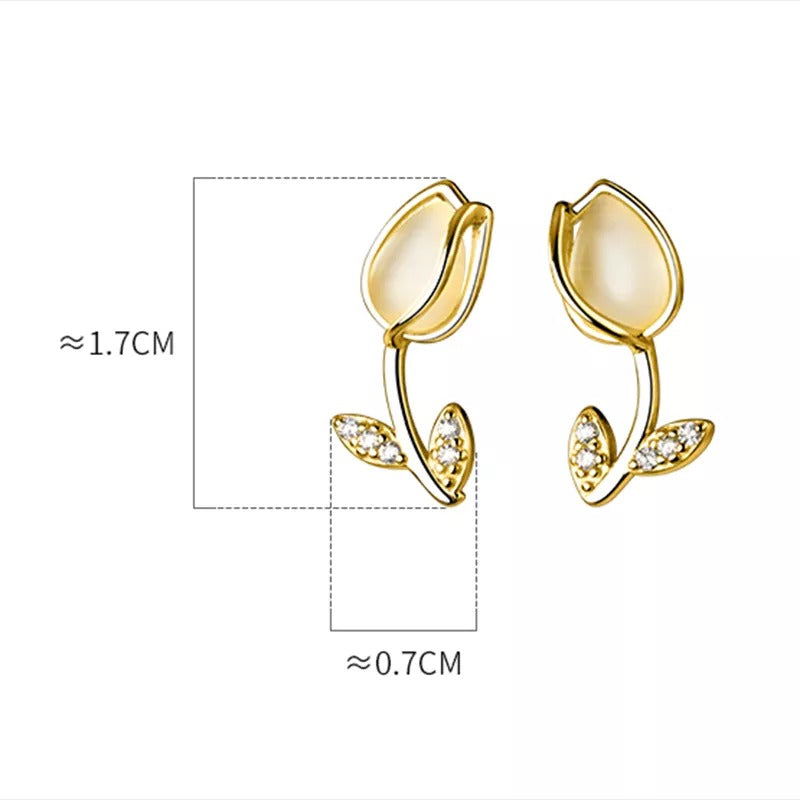 ANYCO Fashion Earrings Silver 925 Sterling Romantic Statement Tulip Stud for Women Flower Jewelry
