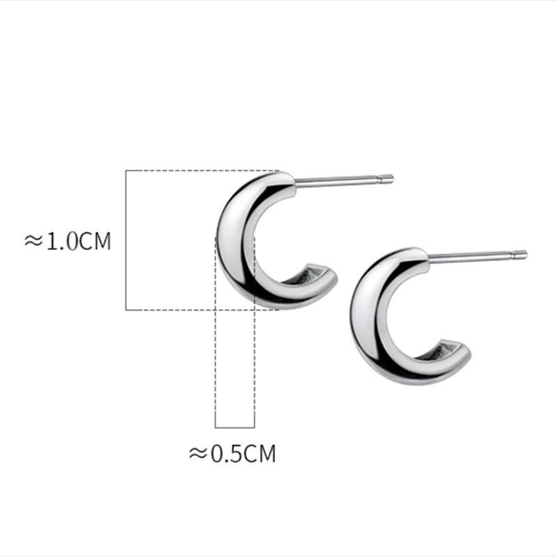 ANYCO Fashion Earrings Gold 925 Sterling Silver Minimalist Glossy Statement Stud for Women Trend Mens Party Jewelry Accessories