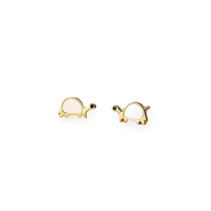ANYCO  Fashion Earrings Gold 925 Sterling Cute Zootopia Shell Turtle Small Stud for Women Chic Jewelry Kid Gift