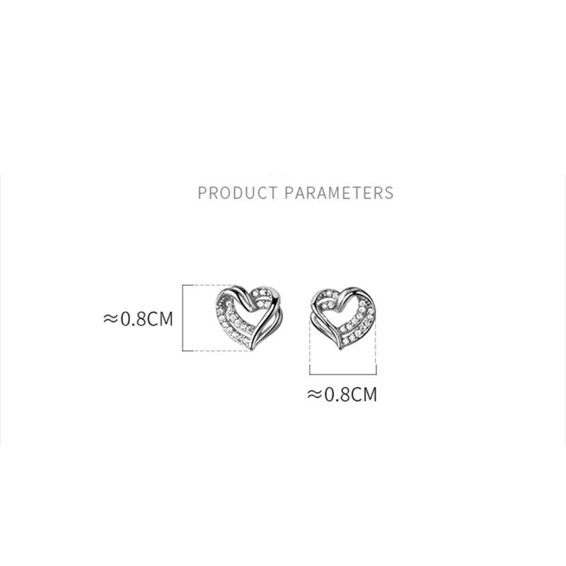 ANYCO  Fashion Earrings Gold 925 Sterling Hollow Double Love Heart Stud for Women Romantic Wedding Girlfriend Jewelry Gift