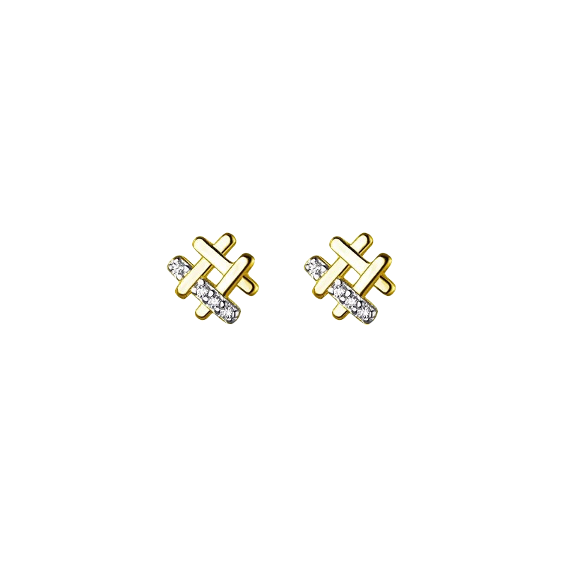 ANYCO Fashion Earrings Gold 925 Sterling Silver Personality Geometric Pave Zircon Simple Small Stud for Women Jewelry