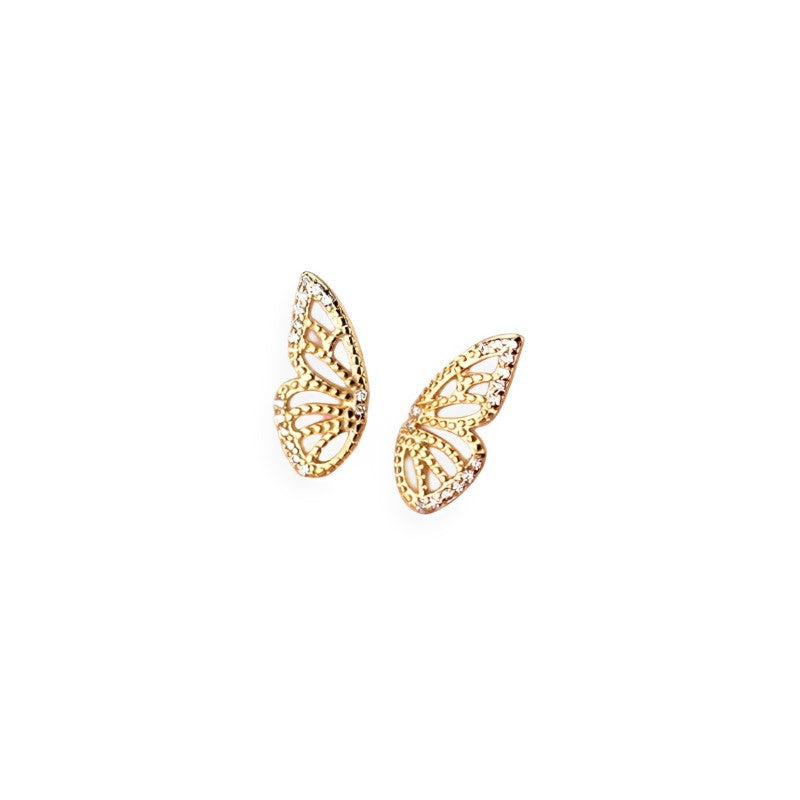 ANYCO Fashion Earrings Gold 925 Sterling Romantic Butterfly Small Stud for Women Charm Jewelry Girl Gift