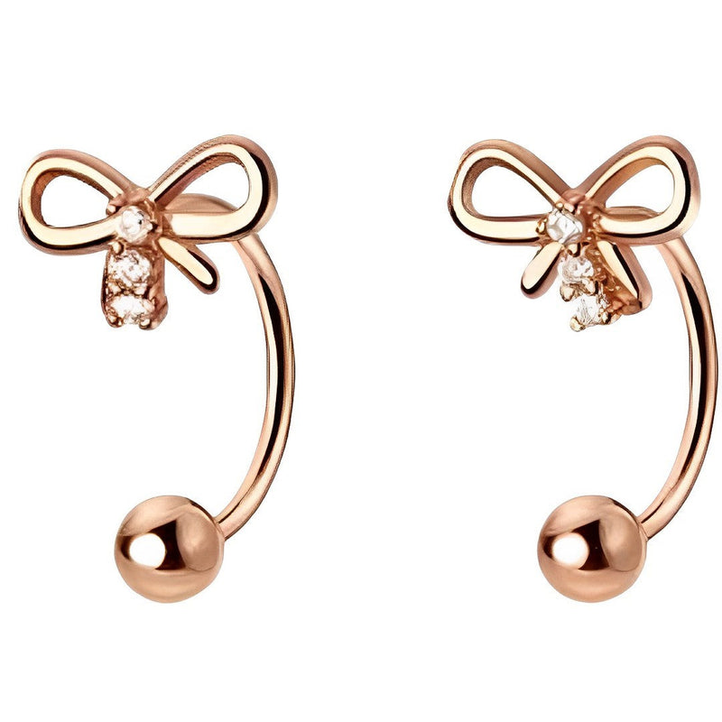 ANYCO Fashion Earrings Rose Gold 925 Sterling Cute Romantic Bow Thread Beads Unique for Women Jewelry Gifts