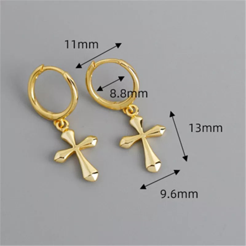 Anyluxe Gold Plated Boho Punk Cross Tassel Stud Earrings – Glossy Stylish Fashion Jewelry