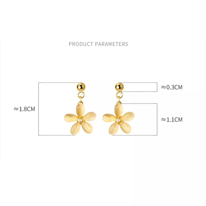 ANYCO 925 Gold Opal Zircon Flower Earrings – Sweet Pendant for Women