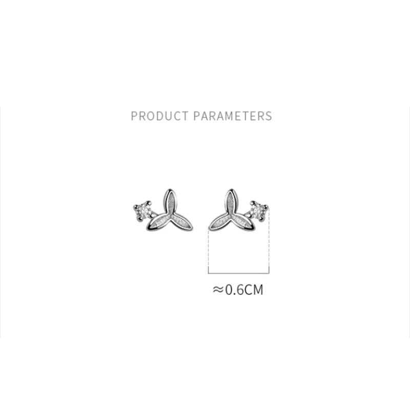 ANYCO Fashion Earrings Sterling Silver 925 Simple Sweet Clover Shiny Zircon Small Stud Teen Chic Ear Bone Piercing Women Jewelry